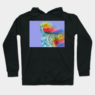 Unicorn Watercolor Painting Blue - On Lavender Purple Hoodie